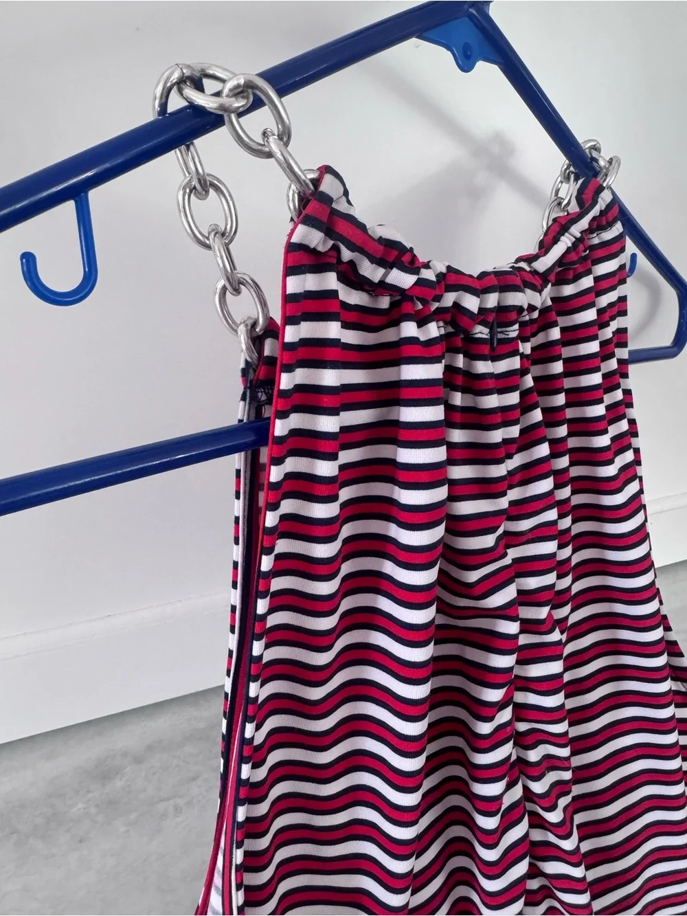 Michael Kors red White and Navy Striped Halter Tank